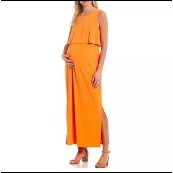 Alex Marie Dresses & Skirts - Alex Marie Maternity Tangerine Orange Dress Beachy Resort Wear Maxi Dress S